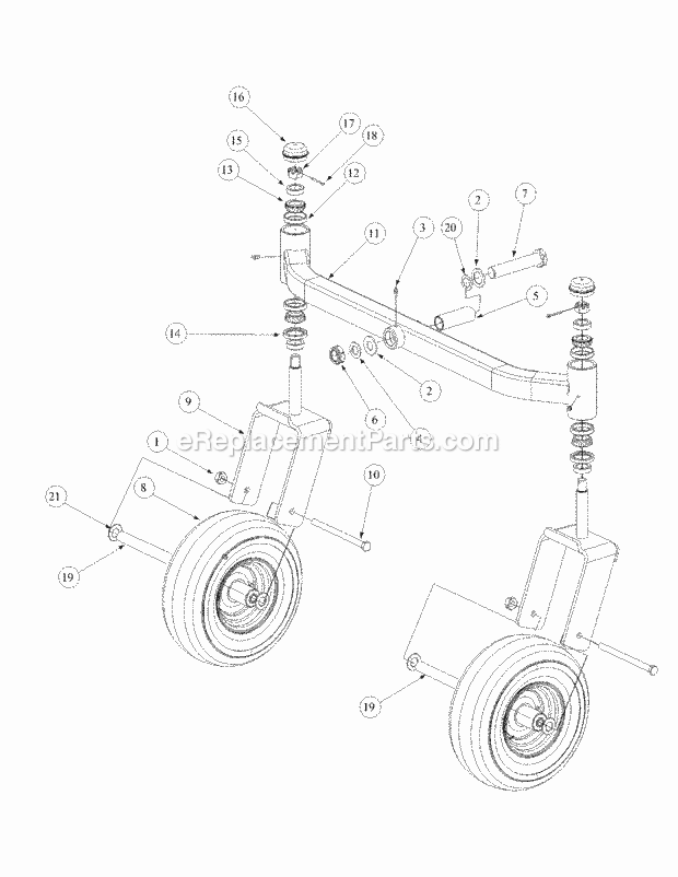 Front Caster Assembly Diagram and Parts List for M60-KH (53AB5BDX150) (2003) Cub Cadet Sprayer
